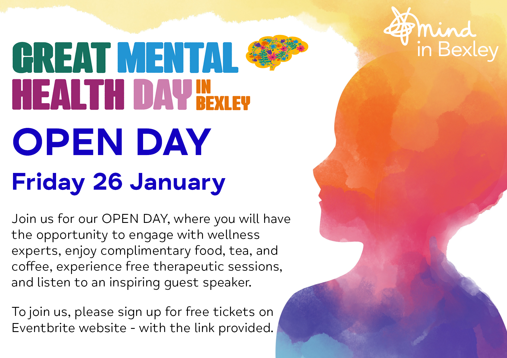 A poster for the Open Day for Great Mental Health Day 2024