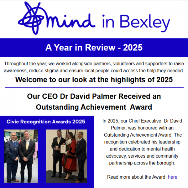 The front of the Year in Review 2025 newsletters