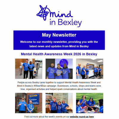 The top of the May 26 Newsletter, including a round-up of the events and photos that happened during Mental Health Awareness Week