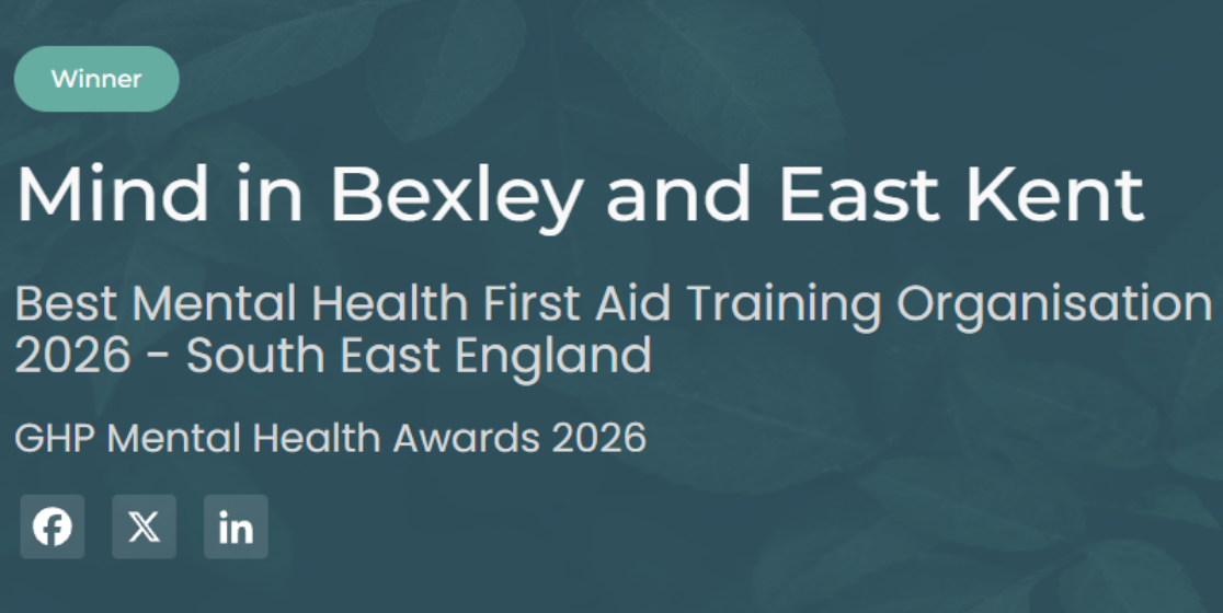 GHP Award graphic for Mind in Bexley and East Kent for our mental health training
